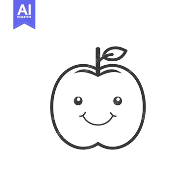 Aset premium populer: Smiling Cartoon Apple with Leaf