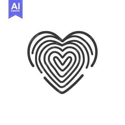 Aset premium populer: A black and white line art heart with concentric circles