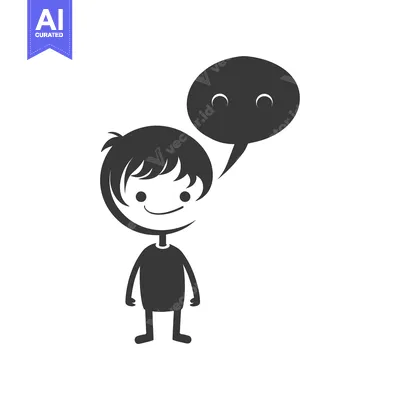 Smiling Cartoon Character with Speech Bubble
