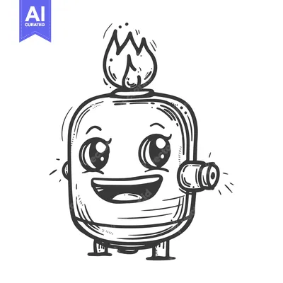 Aset premium populer: Smiling Cartoon Gas Boiler with a Flame on Top