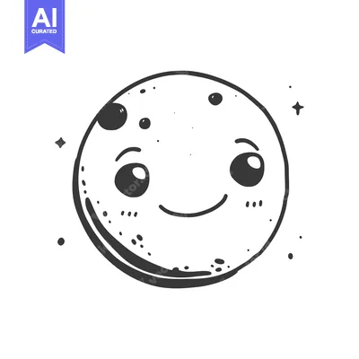 Smiling Cartoon Moon with Starry Background