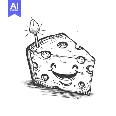 Smiling Cheese Wedge With Candle Illustration