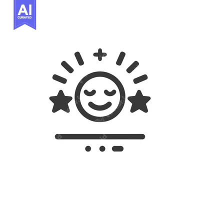 Smiling Face Icon with Stars and Plus Sign