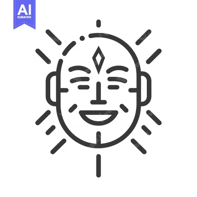 Aset desain premium: Smiling Face with Third Eye and Radiating Lines