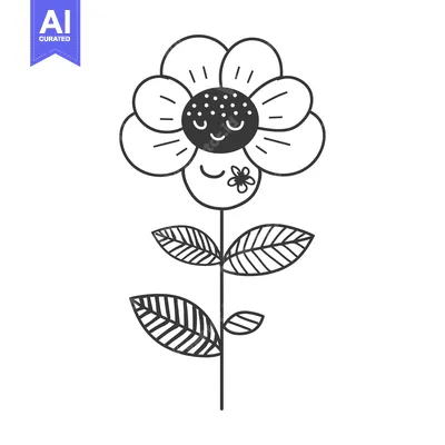Smiling Flower with Dotted Center and Small Flower