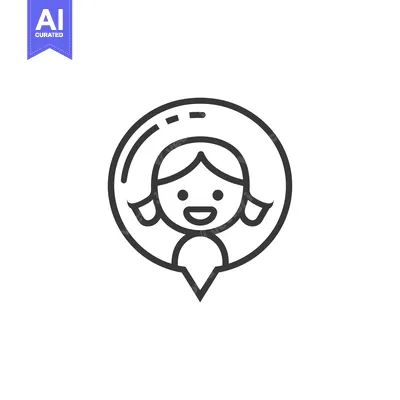 Aset premium populer: Smiling girl in a circular frame with a pin tail