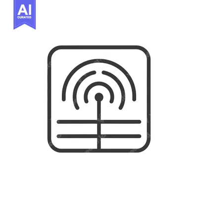 A black and white line art icon depicting a wifi signal