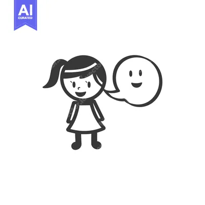 Premium design asset: Smiling Girl with Speech Bubble