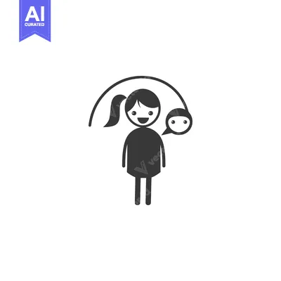 Smiling Girl with Speech Bubble and Arched Line