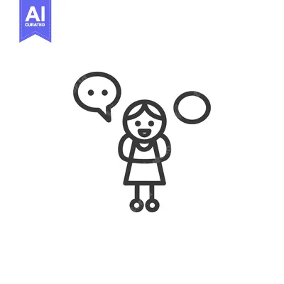 Aset premium populer: Smiling Girl with Speech Bubble and Circle