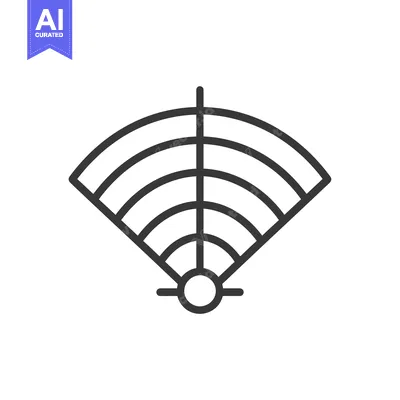 A black and white line art icon of a wifi signal