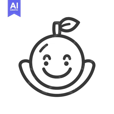 Premium design asset: Smiling Orange with a Leaf on Top