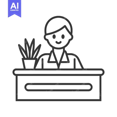 Aset premium populer: Smiling Person at a Desk with a Plant