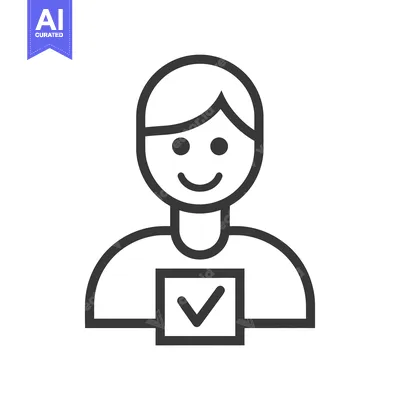 Smiling Person Holding a Checkmark in a Square