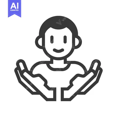 Aset desain premium: Smiling Person with Open Palms Offering Help or Support