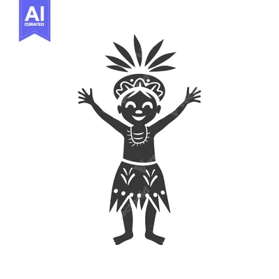 Aset premium populer: Smiling Polynesian Girl with Headband and Skirt