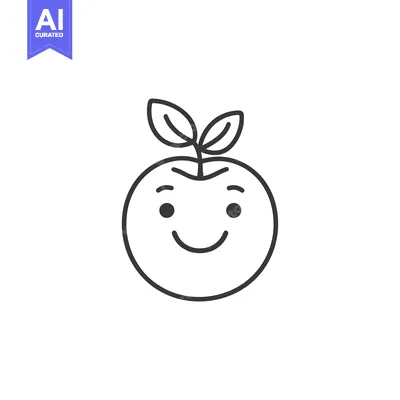 Aset premium populer: Smiling Round Object with Two Leaves on Top