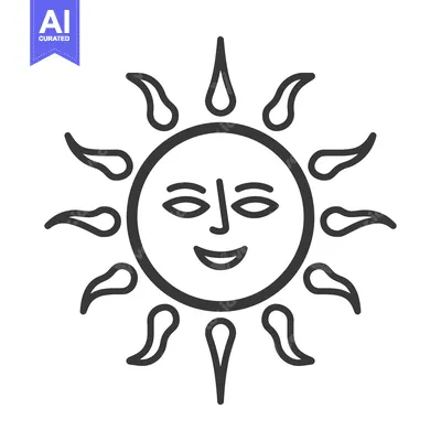 Aset desain premium: Smiling Sun with Abstract Rays