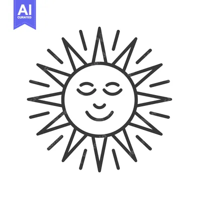 Smiling Sun with Closed Eyes and Rays