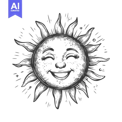 Aset premium populer: Smiling Sun with Rays and Freckles