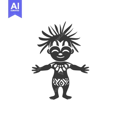 Smiling Tribal Person with Spiky Hair and Body Art