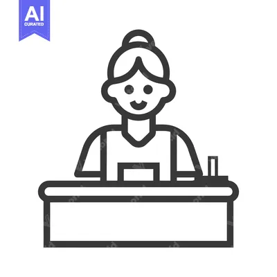 Popular premium asset: Smiling Woman at a Counter with a Cash Register