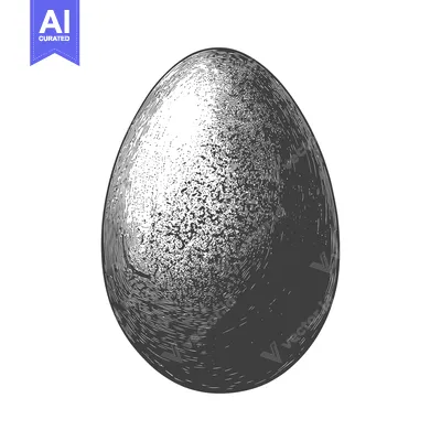 An isolated monochromatic illustration of a textured oval shaped egg