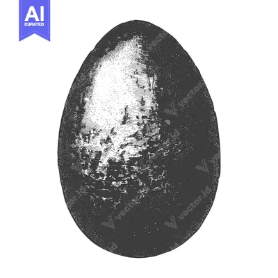 Aset premium populer: A detailed black and white illustration of an egg shape