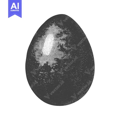 Aset premium populer: A detailed grayscale drawing depicting an isolated egg shape