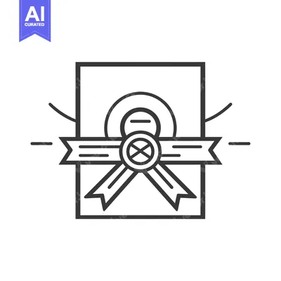 Popular premium asset: A black and white line art illustration of a document with a ribbon an