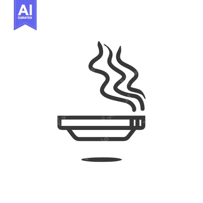 Aset desain premium: Steaming Bowl Icon: Minimalist Design with Rising Vapor Trails