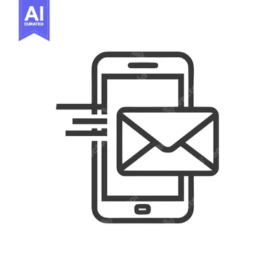 Aset desain premium: Mobile Email Icon: Smartphone Sending Message, Outline Style