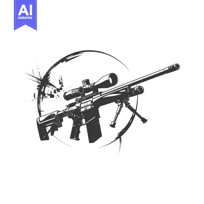 Sniper Rifle with Scope and Bipod in a Circular Design