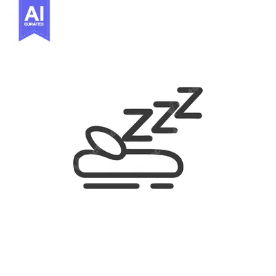 Sleep Icon: Bed, Pillow, and Zzz Symbols in Minimalist Design