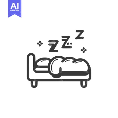 Sleepy Time: Bed with Zzz's Icon in Minimalist Style