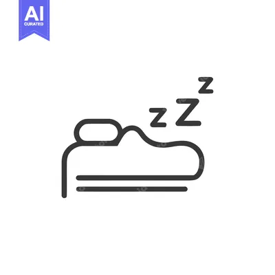 Sleep Icon: Bed with Pillow and Zzz Symbols, Minimalist Design