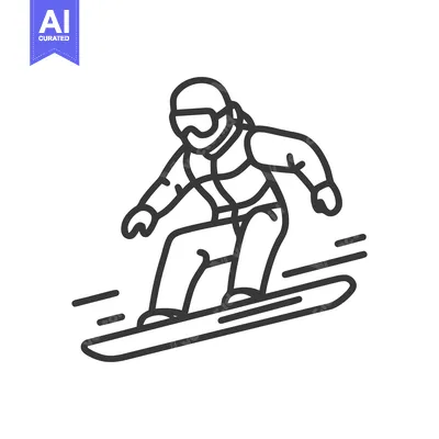 Dynamic Snowboarder Icon: Bold Outline, Winter Sport Adventure, Vector