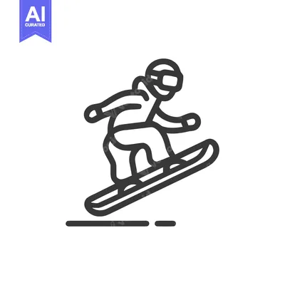 Dynamic Snowboarder Icon: Bold Outline, Winter Sports Adventure, Isola