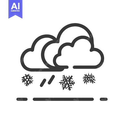 Minimalist Snowfall Icon: Stylized Clouds with Falling Snowflakes and