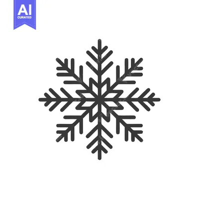 Aset premium populer: Minimalist Snowflake Icon: Symmetrical Winter Symbol on White Backgrou