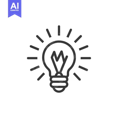 A Black and White Line Art Illustration of a Light Bulb with Rays Eman