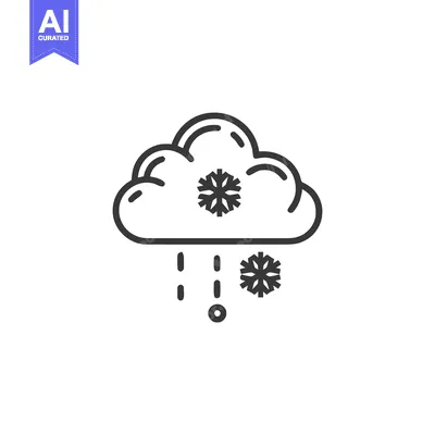 Minimalist Snow Cloud Icon: Winter Weather Symbol with Falling Snowfla