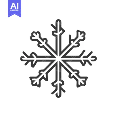 Aset desain premium: Minimalist Snowflake Icon: Symmetrical Winter Symbol on White Backgrou