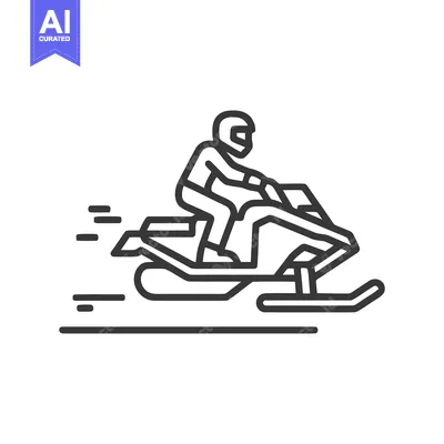 Aset premium populer: Minimalist Snowmobile Icon: Bold Line Art of Winter Adventure