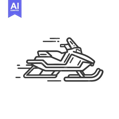 Sleek Snowmobile Icon: Modern Line Art for Winter Adventure and Recrea