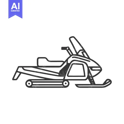 Minimalist Snowmobile Illustration: Clean Lines, Winter Vehicle Icon,