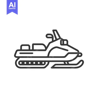 Sleek Snowmobile Icon: Bold Outline Design for Winter Adventure