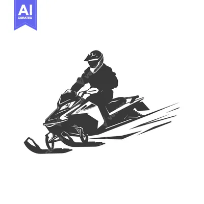 Aset premium populer: Snowmobile Rider in Motion, Black and White Silhouette