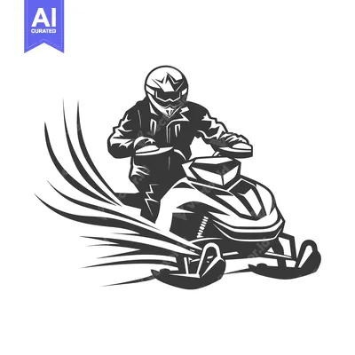 Snowmobiler speeding through snow with blur effect