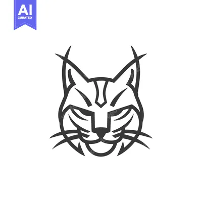 Premium design asset: A Black and White Line Art Illustration of a Lynx's Head